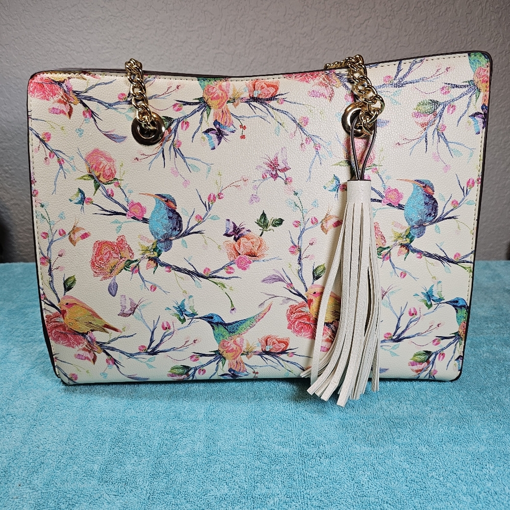 Carlos by Carlos Santana Floral Birds Butterfly Faux Leather Bag